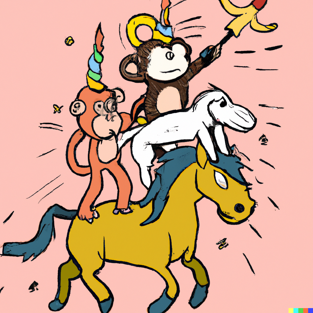 Monkeys Riding Unicorns - Made With DALLE2 AI-generated