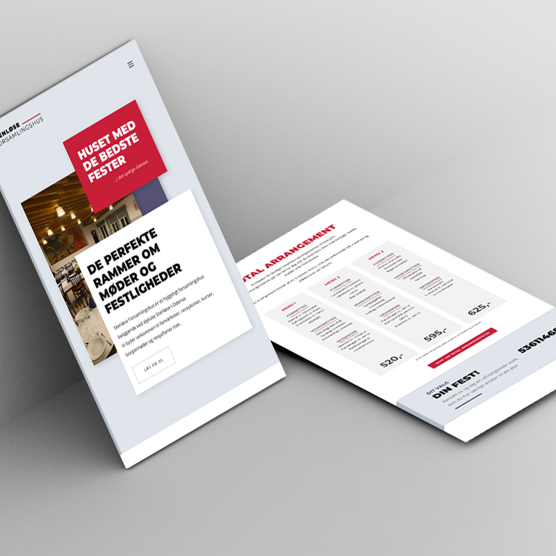 Mocups of the website of Stenløse Forsamlingshus