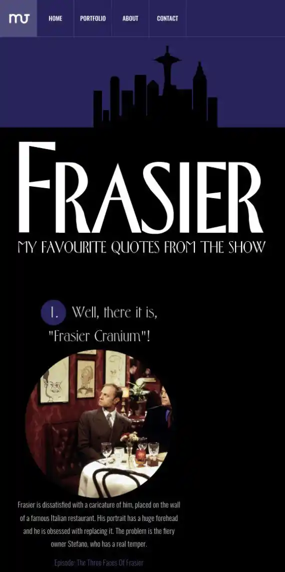 Screenhot from article about Frasier Quotes