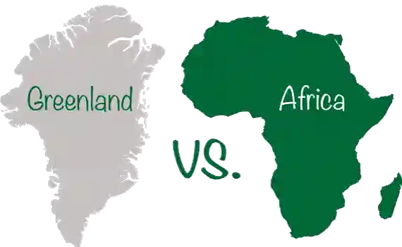 Illustration of Greenland vs. Africa landmass size